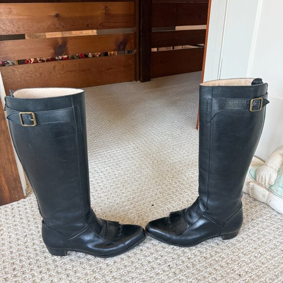 Manolo Blahnik Black Leather Tall Riding Boots – Made in Italy – Size 37.5 - Picture 8 of 16